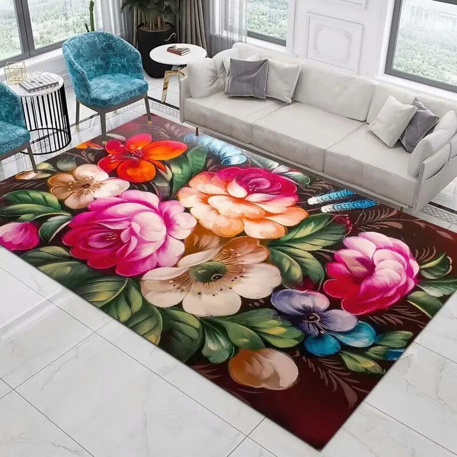 Home Decor Entrance Door Mat Flower Rose Peony Pastoral 3D Printed ...