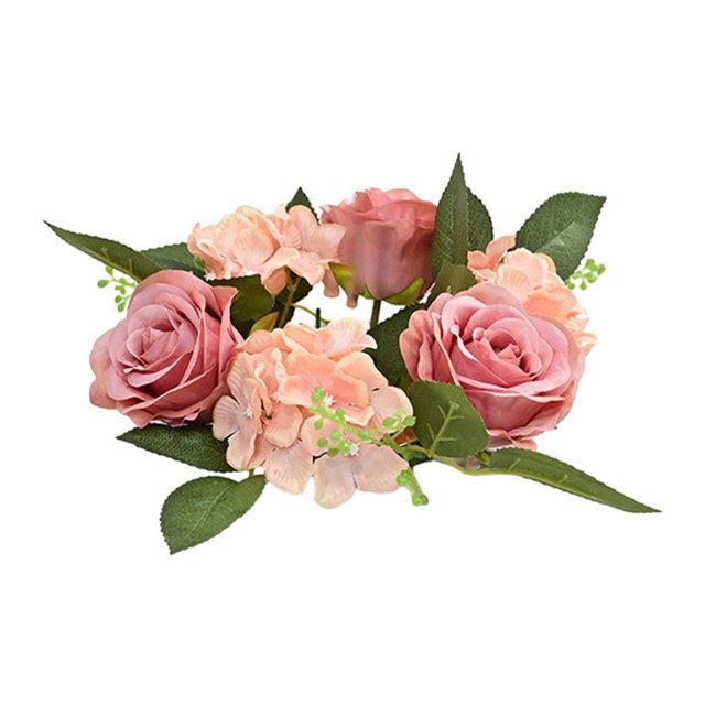 Home Decor European Artificial Rose Candlestick Wreath for Table