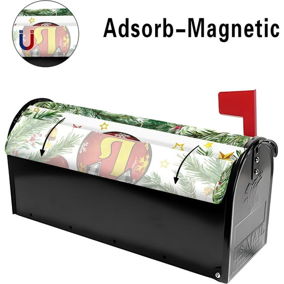 Home Decor Floral Monogram M Magnetic Mailbox Cover Standard Size 21x18 in for Garden