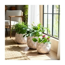 Home Decor Flower Pots and Planters - Sculpted Ceramic Pots for Indoor and Outdoor Plants - Abstract Textured Pots for Plant Stands Ideal for Patio and Garden Decor Set of 3 - 11", 9", 7" White