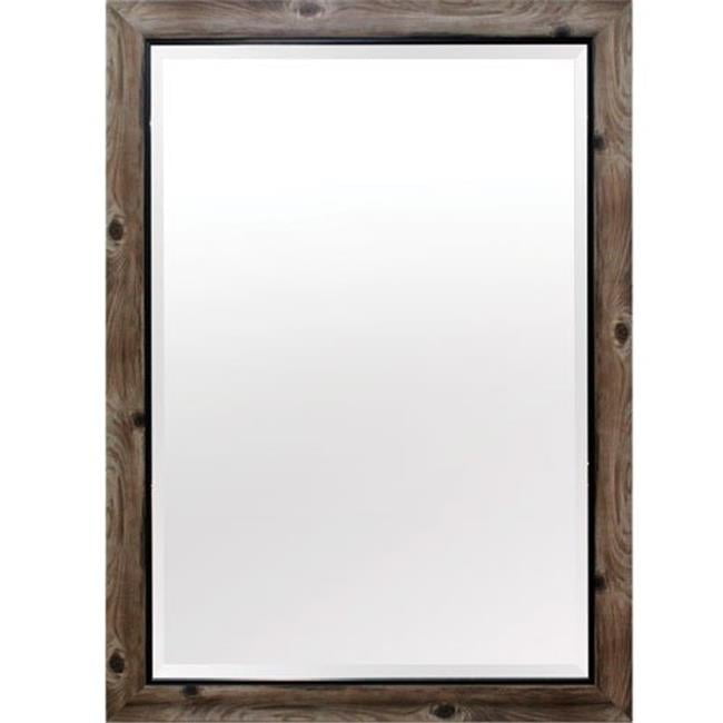Rustic Gray Wash Wood Frame 31"x43" Wall Mirror with Black Trim