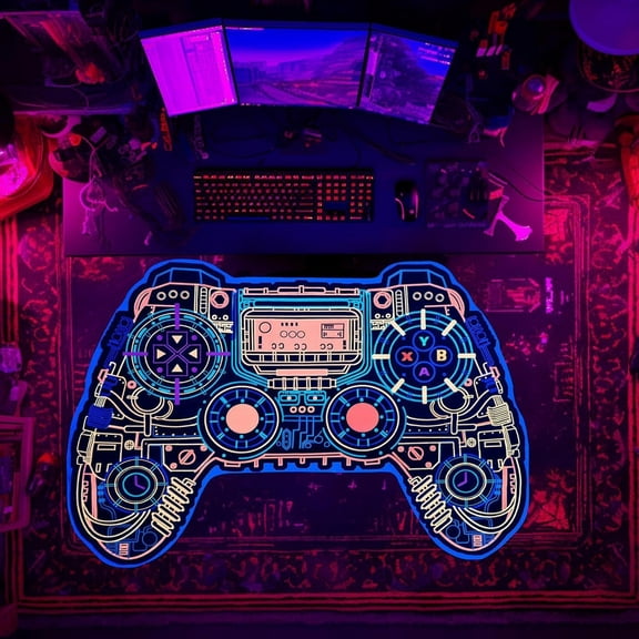 Home Decor Gamer Rug for Boys Room - Game Controllers Shaped Rugs Gaming Floor Mat Gamer Bedroom Decor for Boys Kids Teen