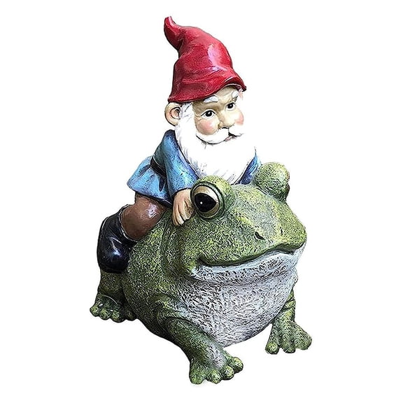 Home Decor Garden Gnome Statue Outdoor Decor,Spring Garden Gnomes Sitting On Frog Statue