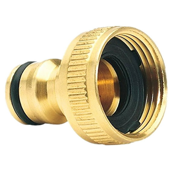 Home Decor Garden Hose Quick Connector, Solid Brass Faucet Adapter Female 3/4 Inch GHT Thread Hose Quick Connect Fittings Water Hose Fitting Repair Replacement with Rubber Gasket (3/4",1 Set)
