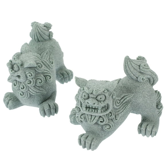 ifundom 1 Pair Grey Sandstone Lion Figurines Statues for Home Decor Collectors Symbolic Art