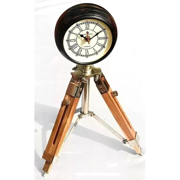 Home Decor Gift Antique Wooden Clock With Tripod Stand Table Desk Shelf Clock Valentin, Anniversary, Birthday Gift