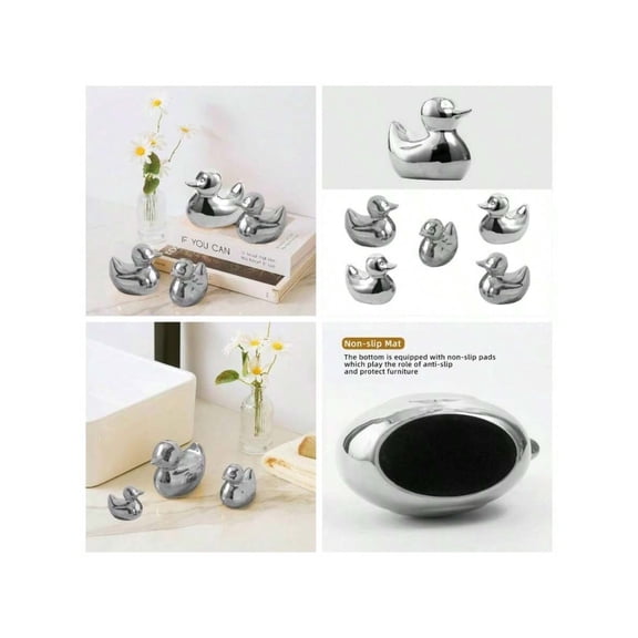 Home Decor Golden Ceramic Duck Figurines, Home Decor Animal Sculptures And Statues Handmade Artware Decor, Duck