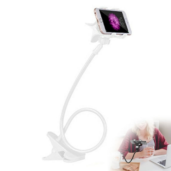 Home Decor Gooseneck Bed Phone Holder, Flexible Long Arm Phone Mount for Desk, Clip Bracket Clamp Stand, Stand, Mobile Cell Phone Stand Document Camera Nintendo Switch Blue