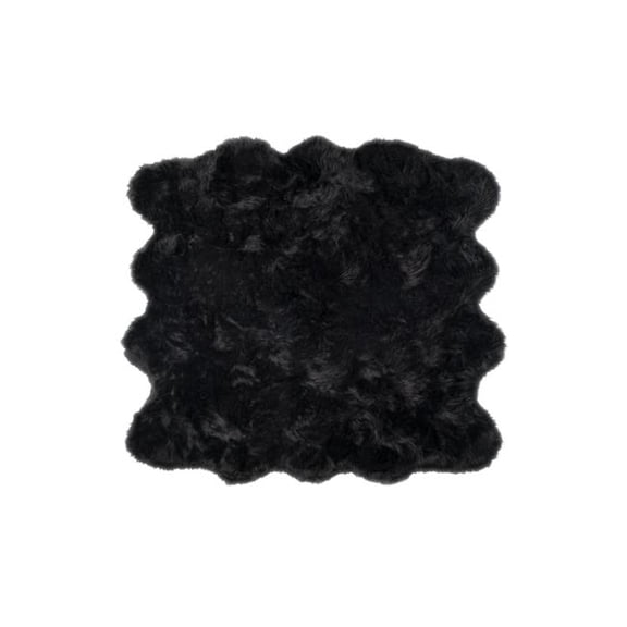 Home Decor Gordon Faux Sheepskin Octo Rug | 1-Piece | Black | 6'x6'