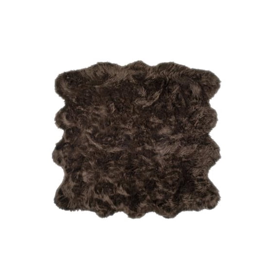 Home Decor Gordon Faux Sheepskin Octo Rug | 1-Piece | Chocolate | 6'x6'