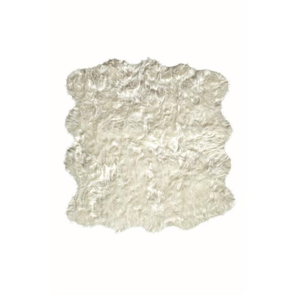 Home Decor Gordon Faux Sheepskin Octo Rug | 1-Piece | Off-white | 6'x6'