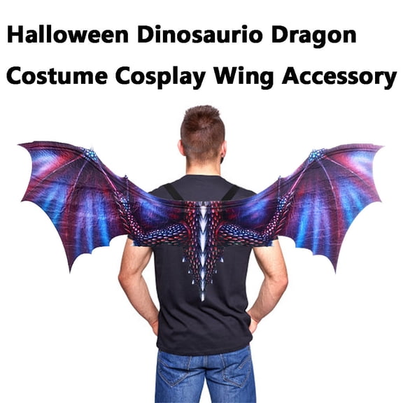 Home Decor Halloween Dinosaur Dragon Wings, Animal Wing Dress-Up Accessory for Party, Stage and Role Play, Blue Purple