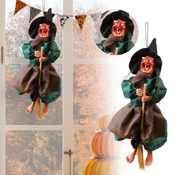 Home Decor Halloween Party Witch Decoration With Sound Activated Laughter For Festive Events And Atmosphere Hangs