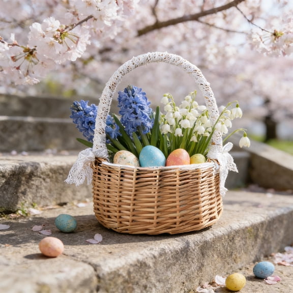 Home Decor - Handheld Indoor Flower Basket Wedding Decoration Living Room Flower Arrangement Floral Materials Packaging Basket Rattan Weaving Handmade