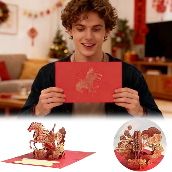 Home Decor Happy Chinese Year Cards 2026 Year Of 3D Up Card Chinese Year Cards Year Cards With Envelope Festival Greeting Cards Year Party Greeting Card Practical 7.9" X 5.9"