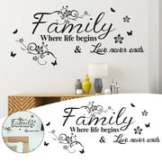 Home Decor Hot!Art Family Beautiful Flower Wall Stickers Home Words Decor Sticker Clear