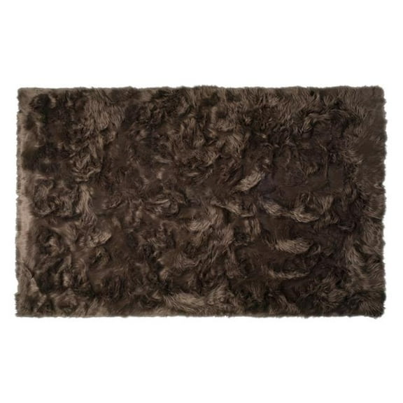 Home Decor Hudson Faux Sheepskin Rectangular Rug | 1-Piece | Chocolate | 5'x8'