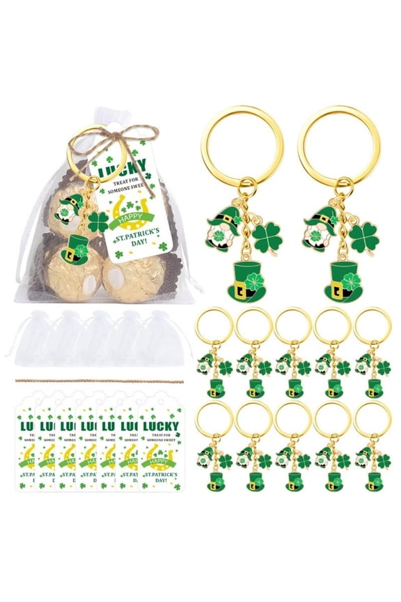 Home Decor Irish Four Leaf Green Hat Keychain St. Patrick's Day Theme Party to Celebrate The Holiday Special and Surprises