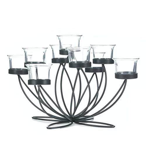 Black Iron and Glass Bloom Candle Centerpiece