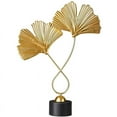thumbnail image 1 of Home Decor Iron Golden Ginkgo Leaf Ornaments with 2 Leaves and Base Modern Simple Table Sculpture, 1 of 6