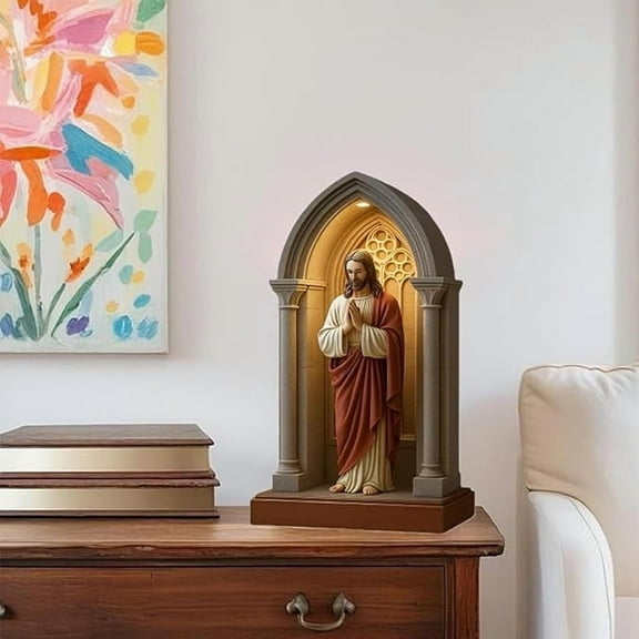 Home Decor Jesus LED Devotional Table Lamp, 6in Soft Glow Night Light LED Lights for Bedroom Bedside Lamps