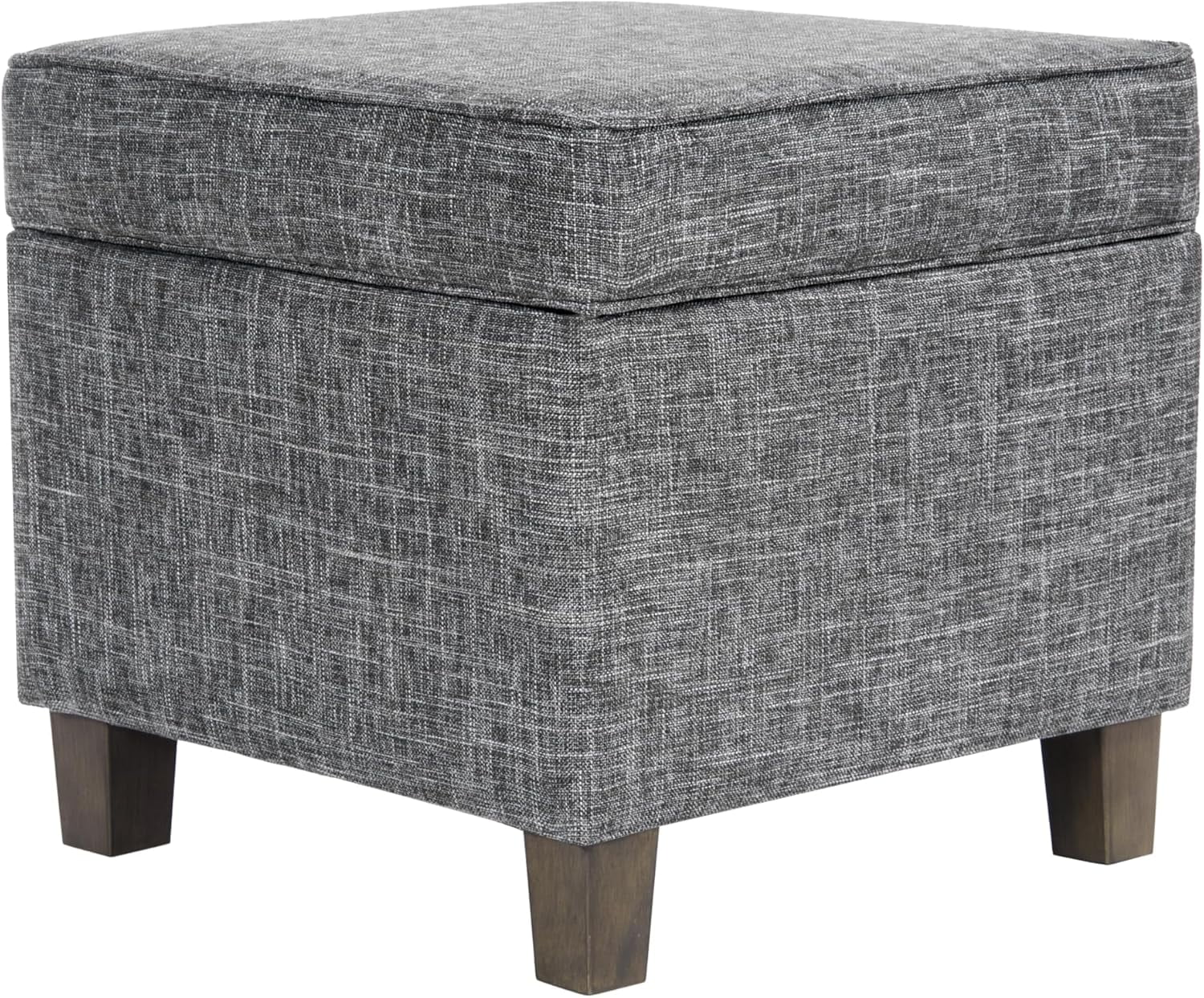 Classic Square Tufted Storage Ottoman with Wood Legs - Gray