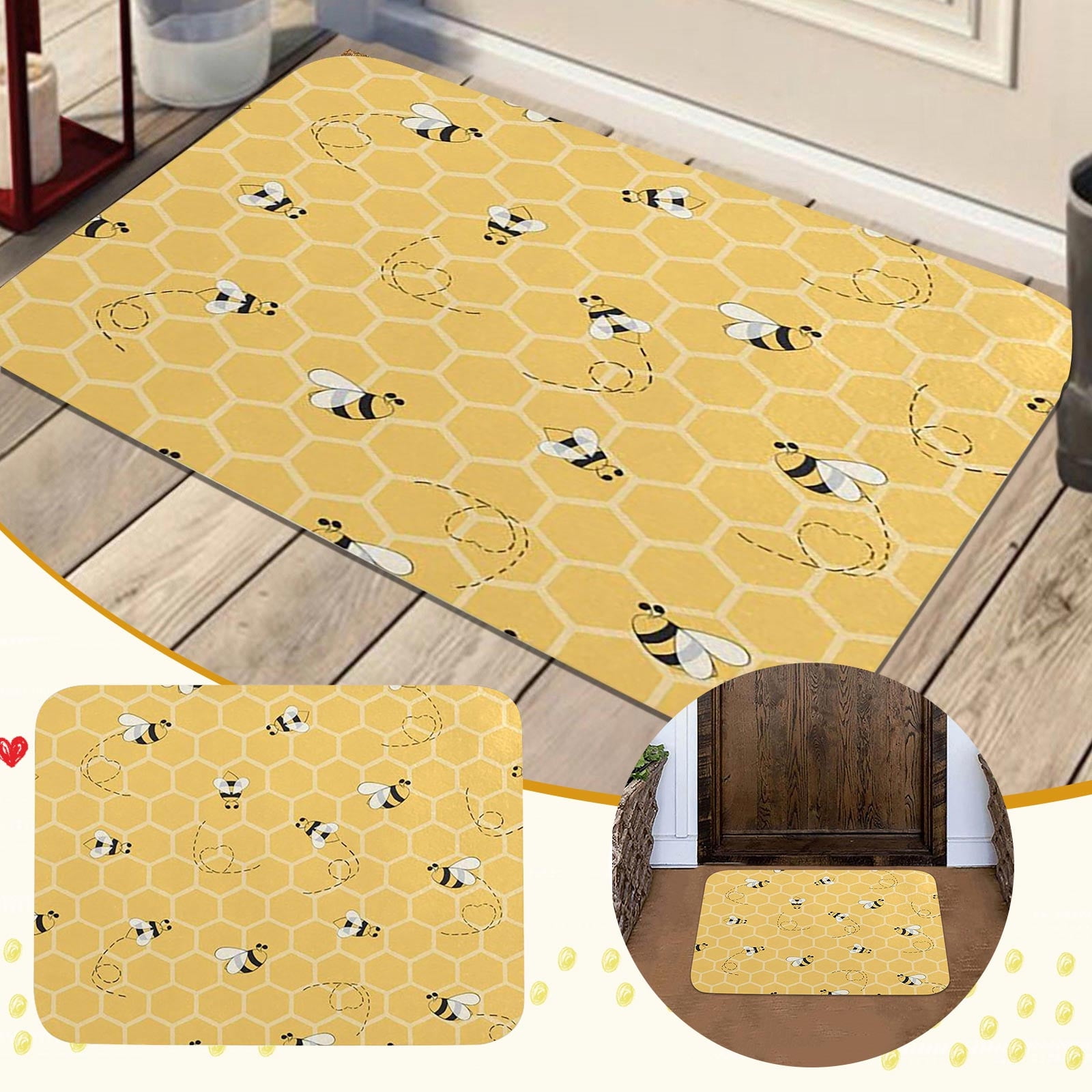 Home Decor Kits Bee Festival Outdoor Doormat Front Door Mat Waterproof