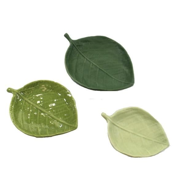 Home Decor Leaf Tidbit Dish Stoneware Set Of 3 Er69546