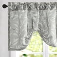 thumbnail image 1 of VOGOL Home Decor Leaves Pattern Tie-up Curtains, Printed Valances Shades for Cafe Kitchen, Rod Pocket, 52x18 inch, Grey, 1 of 7