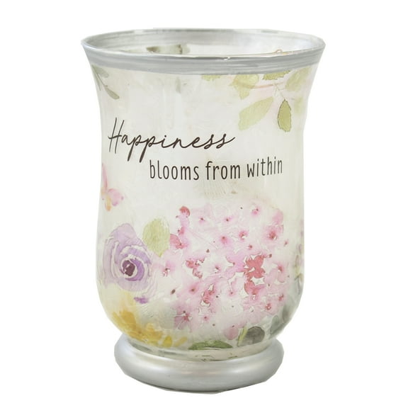 Home Decor Light Up Floral Jar Glass Led Battery Operated Er63654 Happiness
