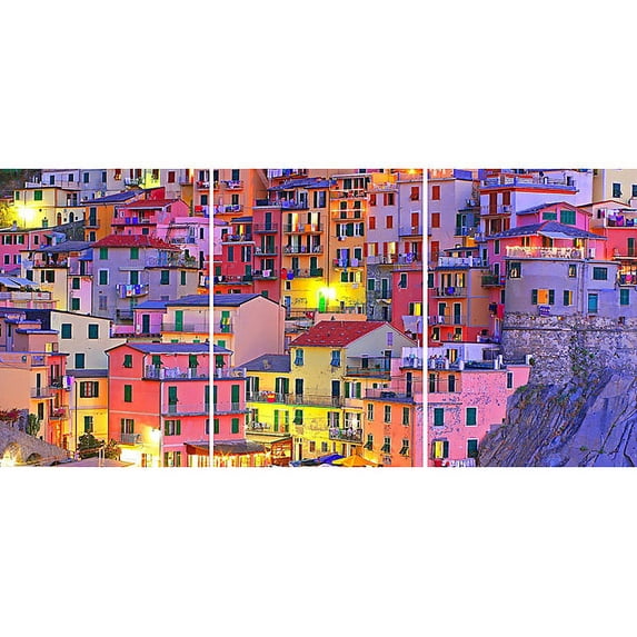 Home Decor Line Colorful Town Panoramic Wall Decals