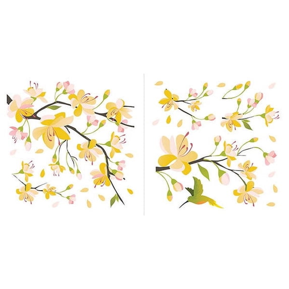 Home Decor Line Yellow Branch Peel and Stick Vinyl Wall Decal, 2.10 sq. ft.