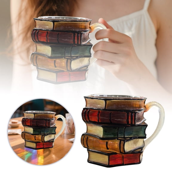 Home Decor Literary Retro Painted Book Cup Hand Painted Literary Theme Hand Painted Mug Book Shape Coffee Cup Reading Lover Study Water Cup