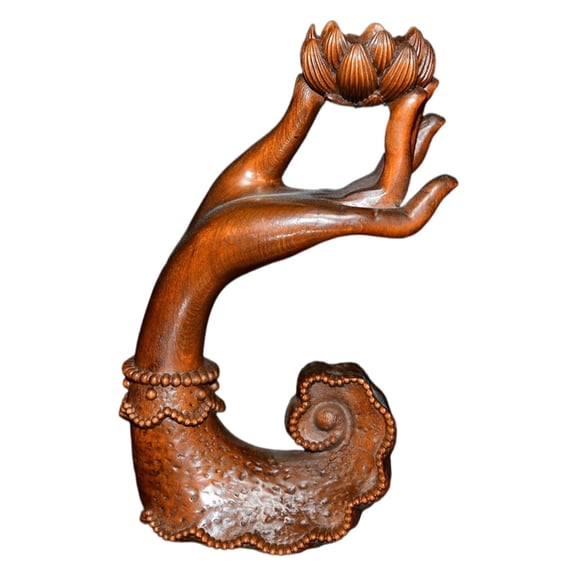 Home Decor Living Room Carved Wooden Buddha Incense Holder Lotus Buddhist Purity Serenity Blessing Enlightenment Holiness Calm