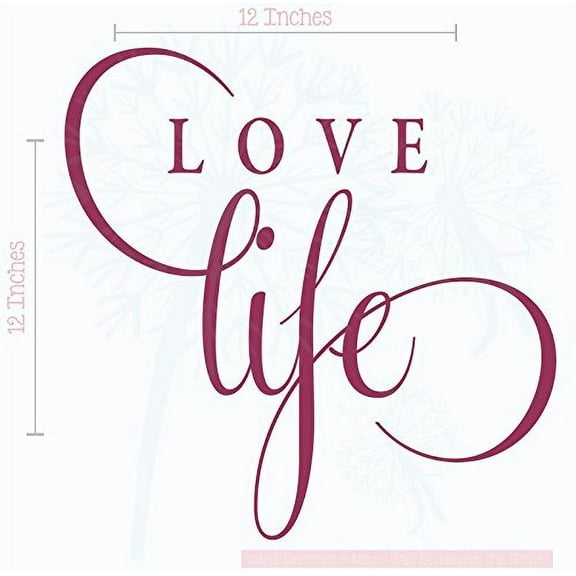 Home Decor Love Life Inspirational Vinyl Lettering Stickers Wall Decals Office Quote 12x12 Berry