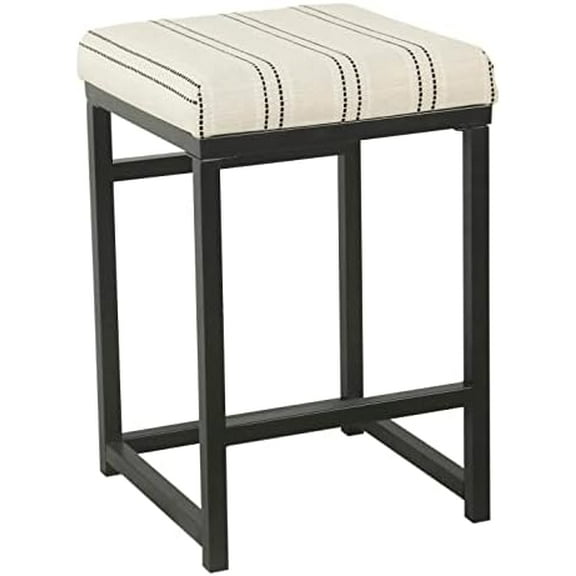 Home Decor | Modern 24-Inch Counter Stool | Backless Metal Frame Bar Stools Counter Height | Decorative Home Furniture, Black and White Stripe
