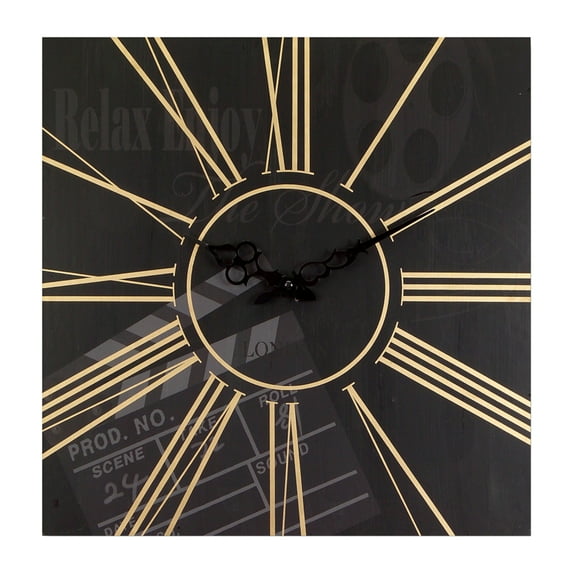 Home Decor Movie Clock (Set Of 2) 15.5"Sq Mdf