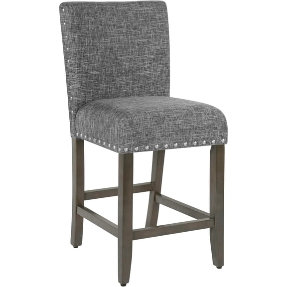 Home Decor | Nailhead Trim Counter Height | 24 Inch | Decorative Home Furniture (Slate Gray)