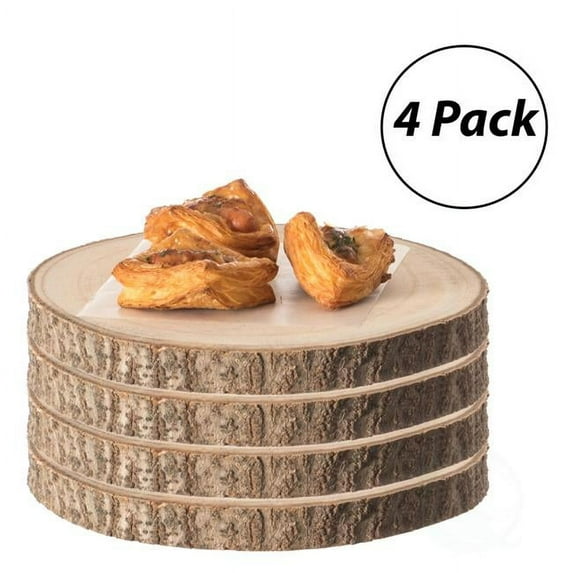 Home Decor Natural Wooden Bark Slice Tray Large Rustic Table Charger Centerpiece 14” Set of 4