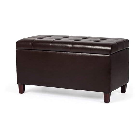 Home Decor Ottoman,33 Inch Tufted Storage Rectangular Footrest Stool for Living Room and Bedroom, Brown