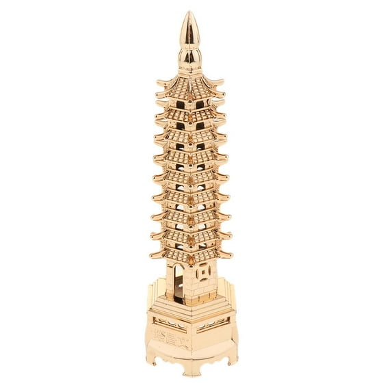 Home Decor Pagoda House Statue Fengshui Ornament - Gold-S- 9 Tier