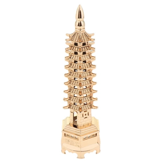 Home Decor Pagoda House Statue Fengshui Ornament - Gold-S- 9 Tier