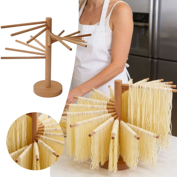 Home Decor Pasta Drying Rack Wooden Foldable Pasta Dryer Rack Stand Easy Storage & Quick Up Spaghetti Stand Hanger With 9 Suspension Rods For Kitchen Counter Rack Practical