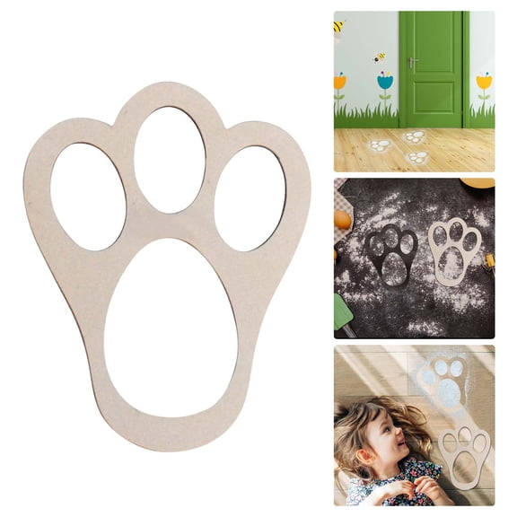 Home Decor Rabbit Footprint Stencil Wooden Morning Rabbit Foot Flour Footprint Rabbit Foot Reusable Rabbit Footprint Stencil Rabbit Footprint Stencil Decoration Desktop Ornament