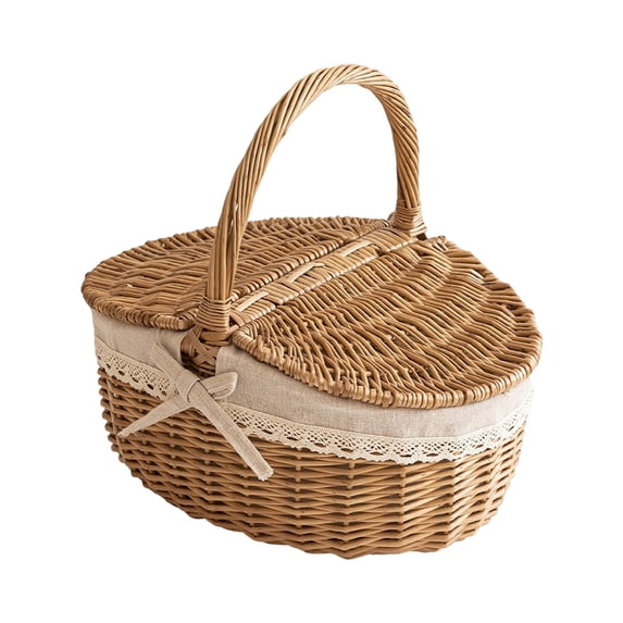 Home Decor Rattan Picnic For Food Storage Handwoven Natural Lunch Hamper With Lid Perfect For Outdoor Dining And Party Supplies Food Storage