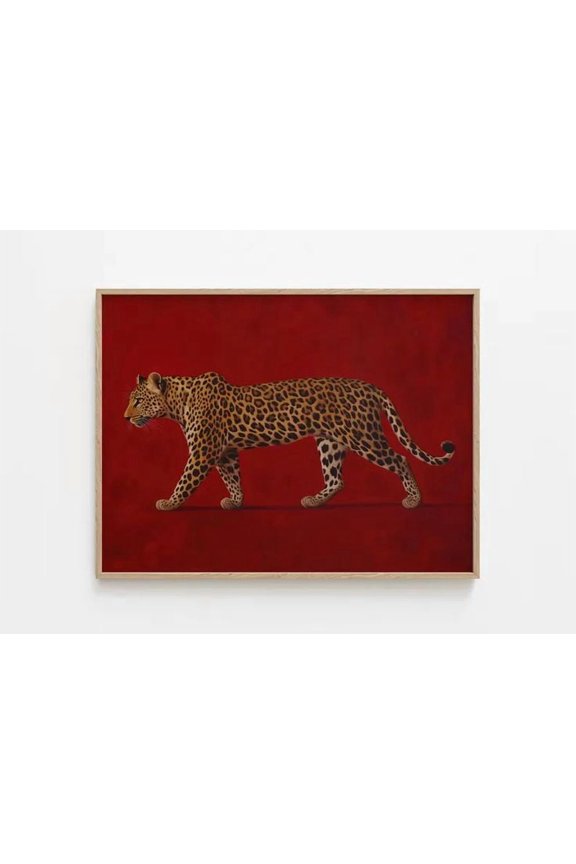 Home Decor- Red Leopard Poster Size 24''x36''