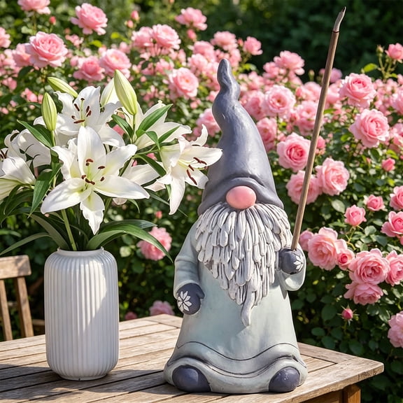 Home Decor Resin Wizard Garden Statue with Incense Tray, Gandalf Themed Outdoor Ornament for Patio Porch Yard, Hand Painted Weatherproof Sculpture, Unique Gift for Fantasy Lovers