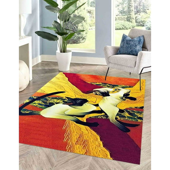 Home Decor Rug, Non Slip Rug, Cat Rug, Gift For The Home Rug, Accent Rugs, Modern Rugs, Klimt Cats Rug, Famous Rugs, Easy to Clean Rugs, 2.6'x4' - 80x120 cm