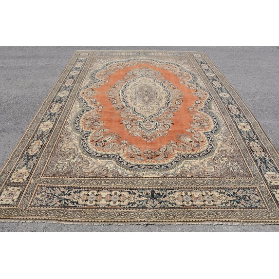 Home Decor Rug, Pale Rug, Turkish Rug, 7.9x11.5 ft Oversize Rugs, Bedroom Rug