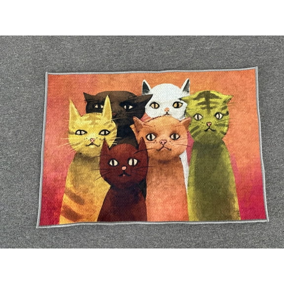 Home Decor Rugs, Abstract Cat Rugs, Abstract Cat Rugs 3D Printed Rugs, Six Cats Painting Rugs, Animal Rugs, Office Rugs, Cat Rugs, 2.6'x5' - 80x150 cm
